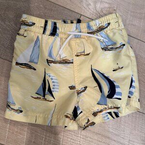 JANIE AND JACK YELLOW SAILBOAT SWIM TRUNK SHORTS 2T